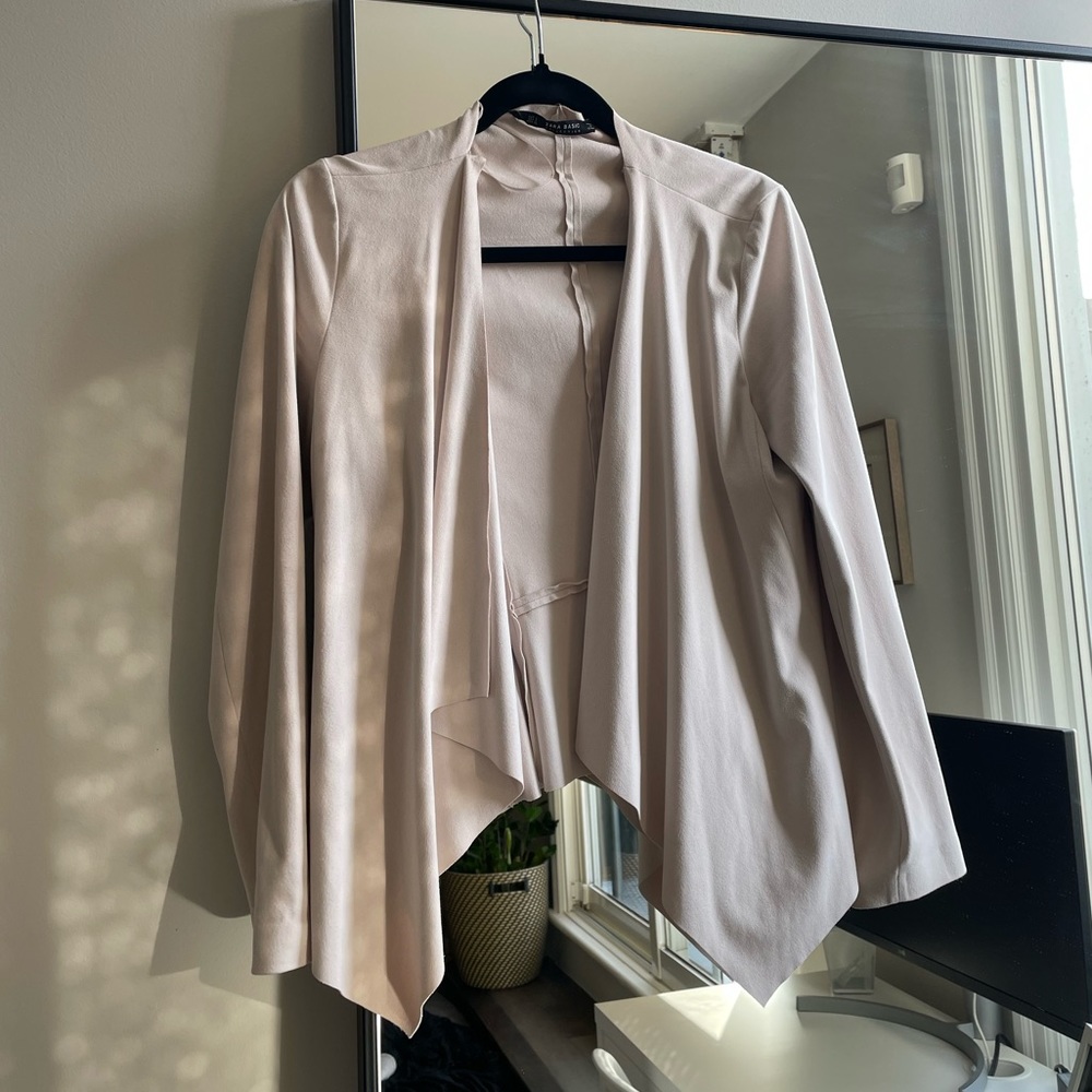 ZARA Drape Front Blazer in Cream - Size Small